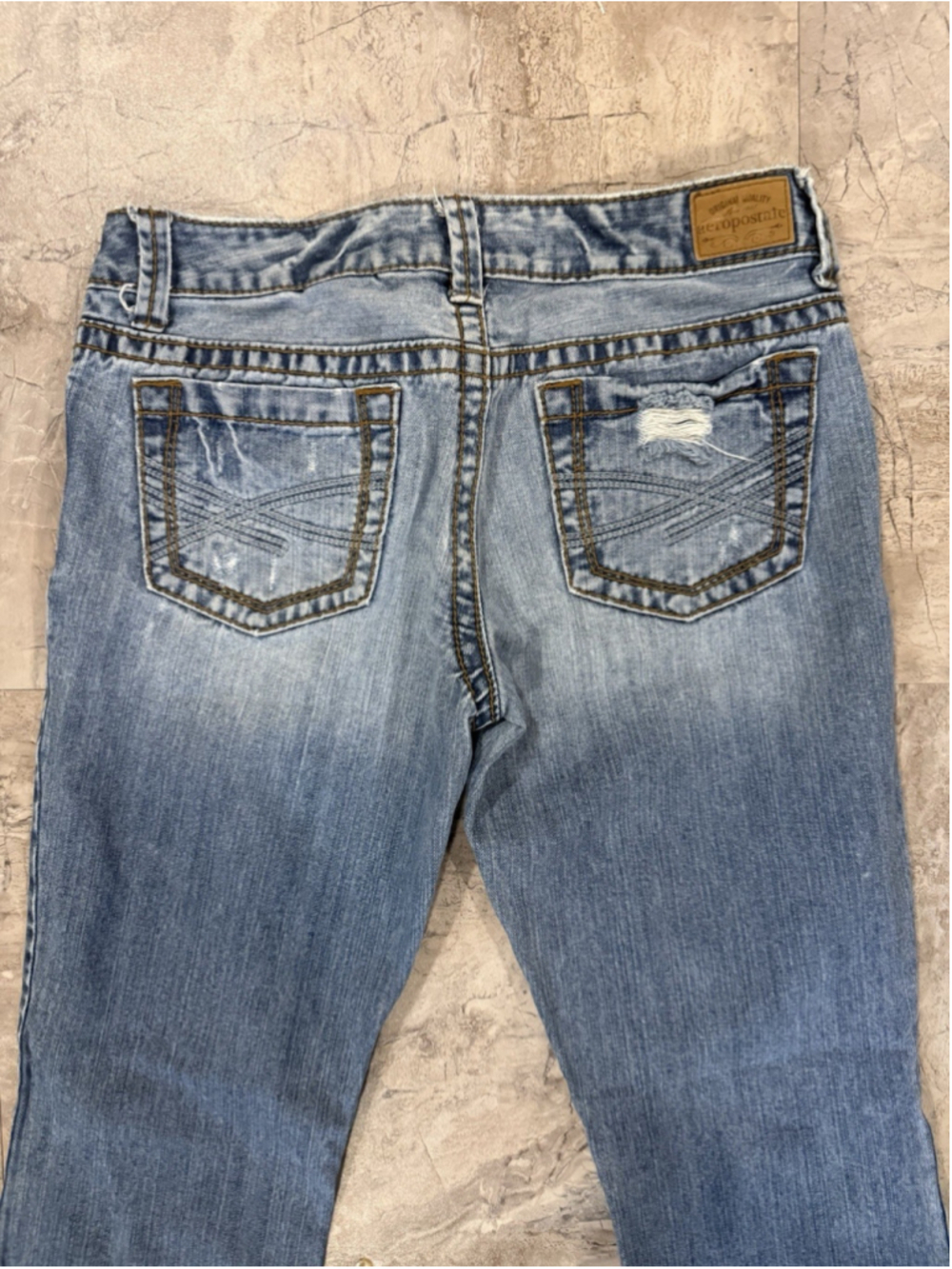 Aeropostale Hailey Skinny Flare Jeans Distressed Low Rise Size 7/8 Reg W 30 Y2K - Picture 7 of 8